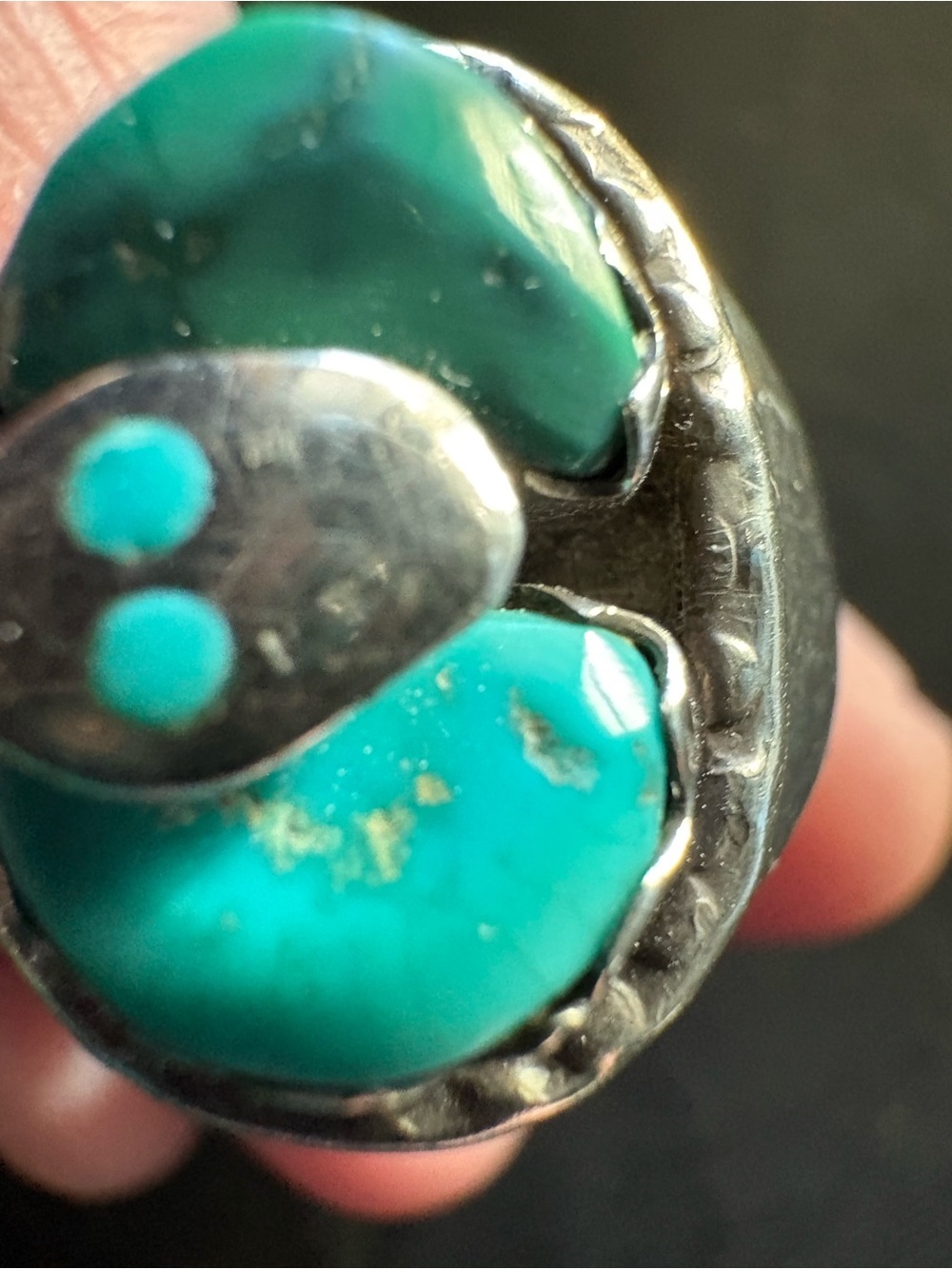 Zuni Turquoise /Sterling Silver Ring stamped EFFIE C - Picture 2 of 4